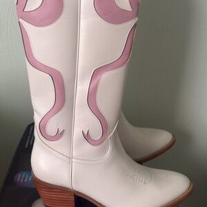 CCOCCI Pink Bow Cowgirl boots